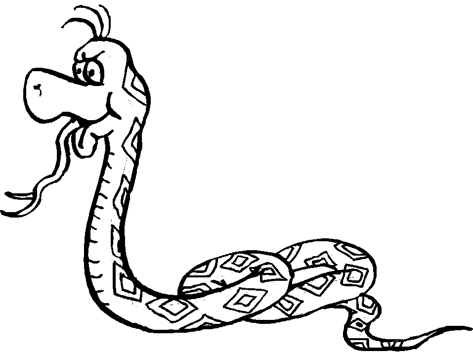 Coloriage d'un serpent ondulant parmi des feuilles