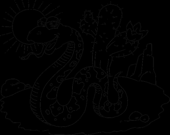 Coloriage d'un serpent enroulé sur une branche dans la jungle