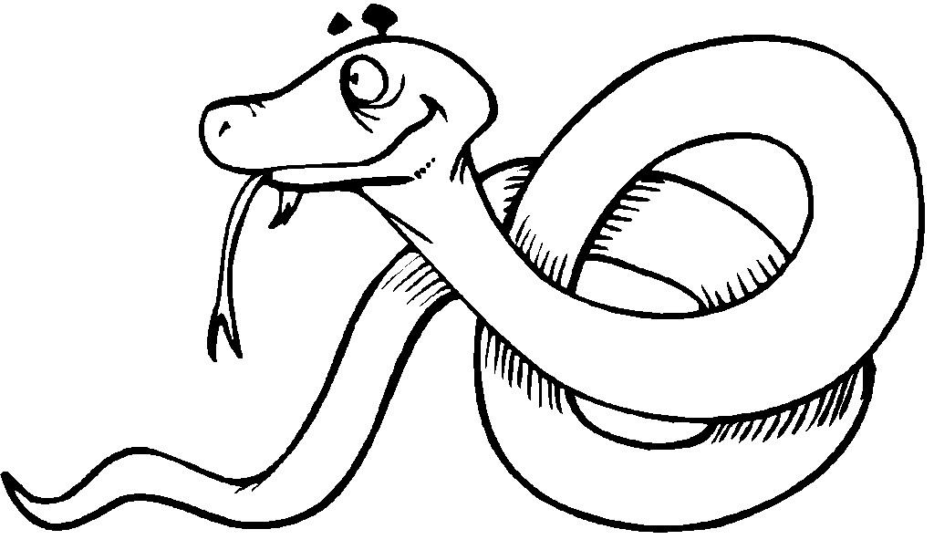 Coloriage d'un serpent sinueux entouré de feuilles