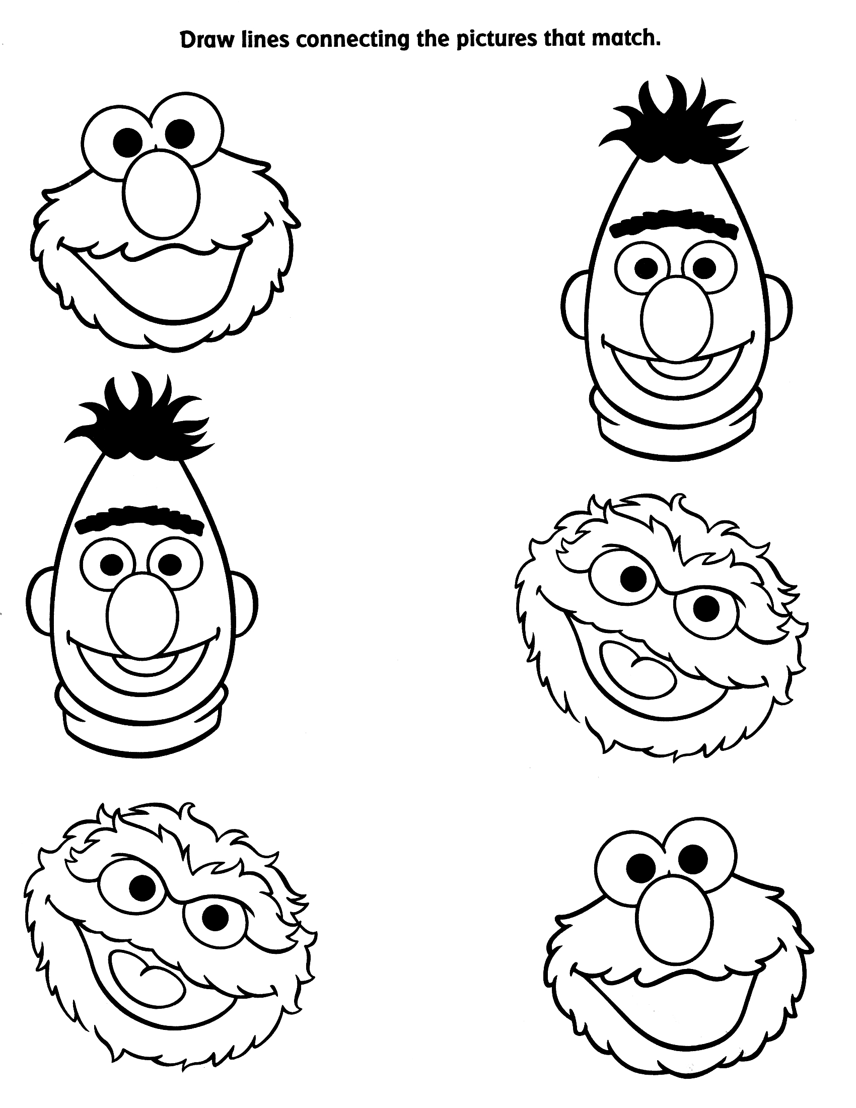 Coloriage de Sesame Street avec Elmo et des amis dans un décor joyeux