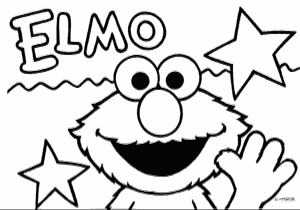 Coloriage de personnages de Sesame Street dans un décor joyeux