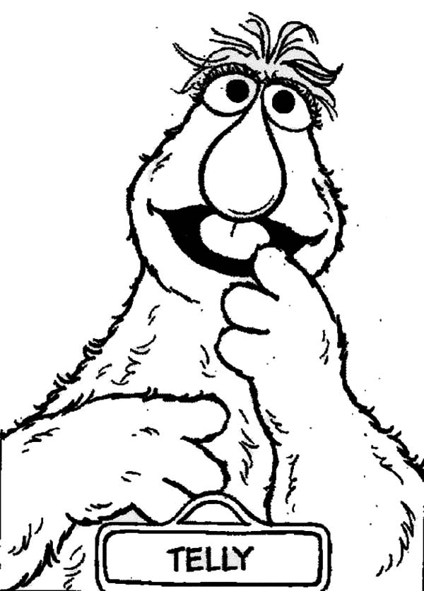 Coloriage de Sesame Street avec Elmo et des amis dans un décor ludique