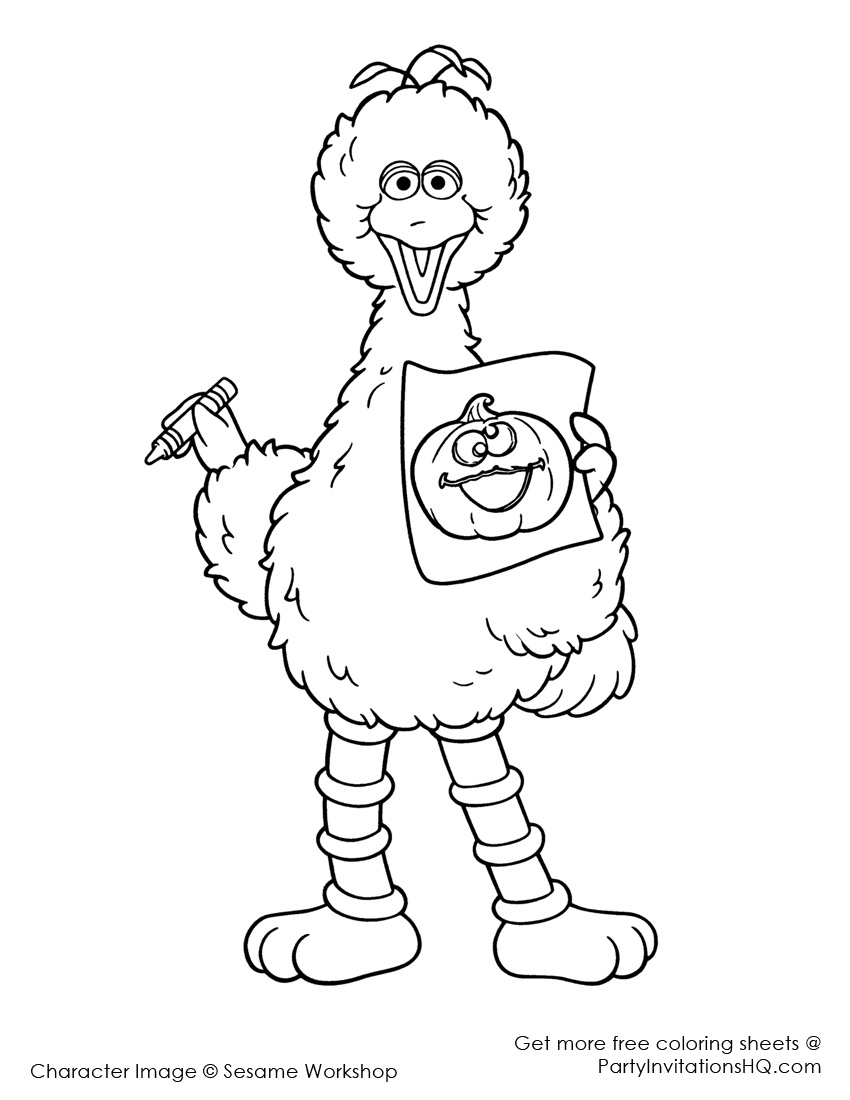Coloriage de personnages de Sesame Street partageant un moment joyeux
