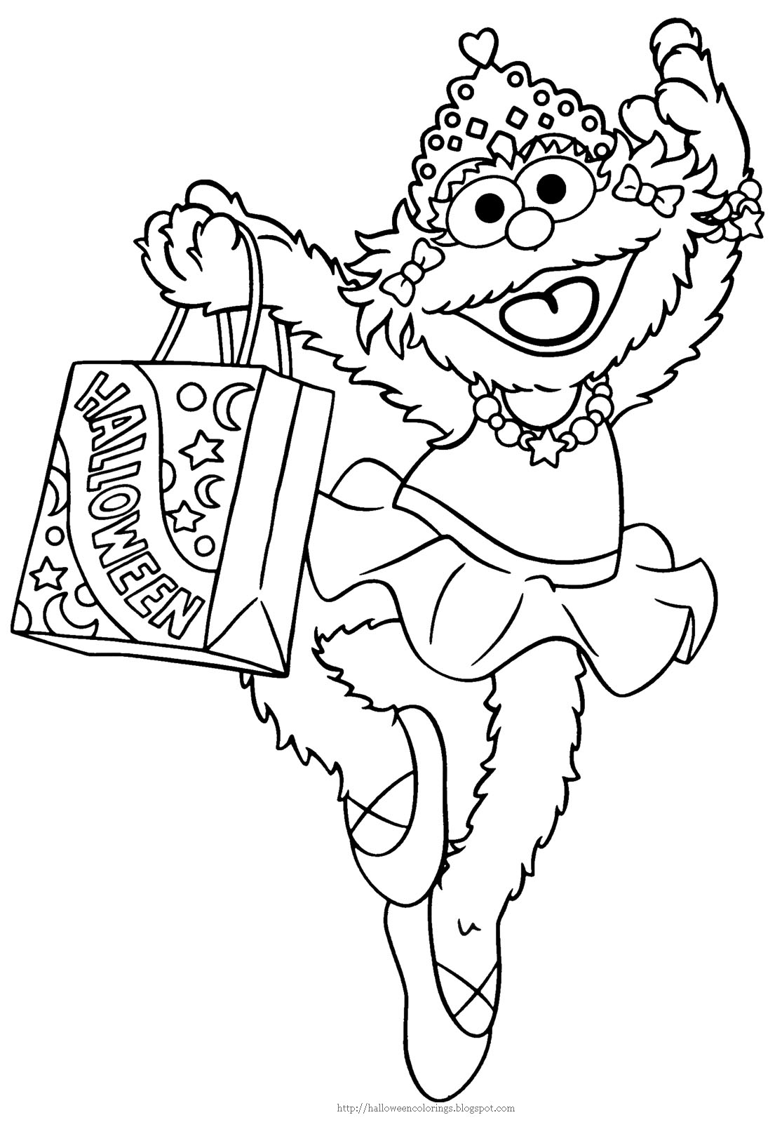 Coloriage de personnages de Sesame Street en pleine activité ludique