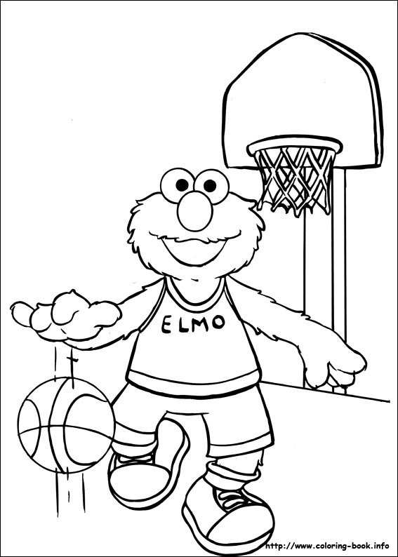 Coloriage de Sesame Street avec Elmo et un ami dans un décor ludique