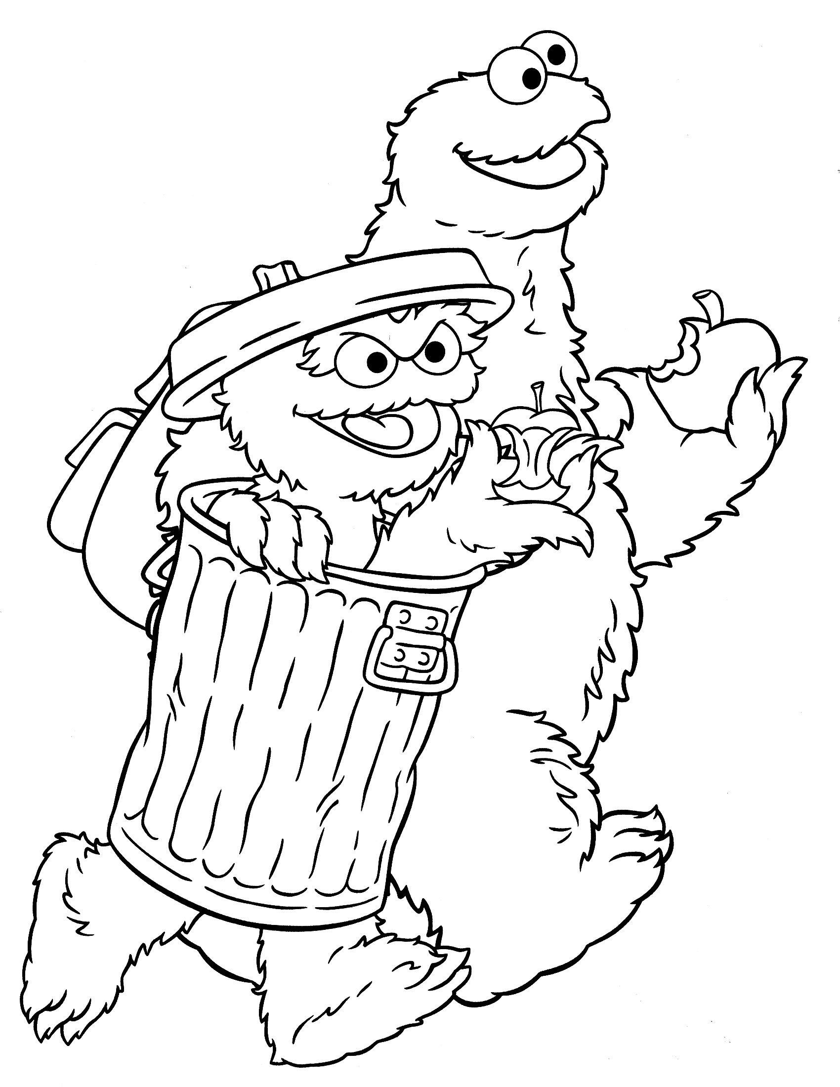 Coloriage de personnages de Sesame Street en pleine activité