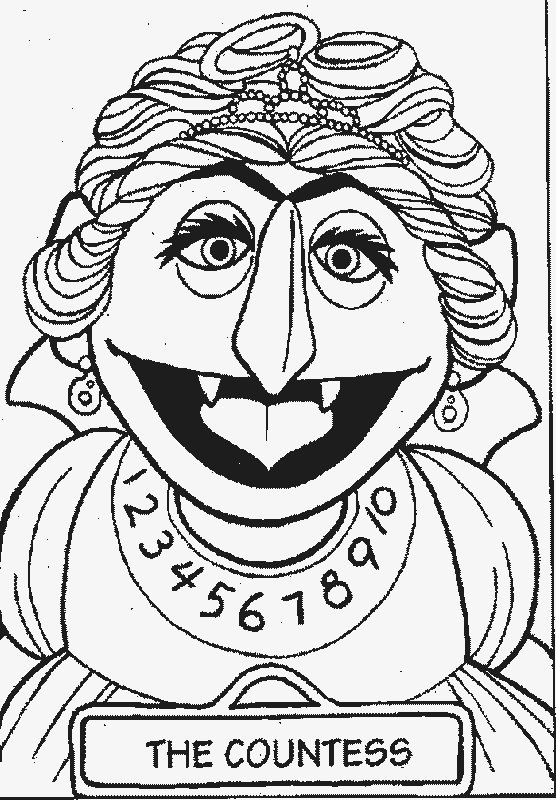 Coloriage de personnages de Sesame Street dans un décor amical
