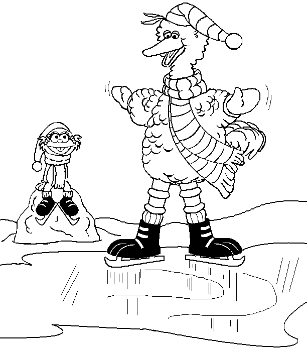 Coloriage de personnages de Sesame Street en pleine activité