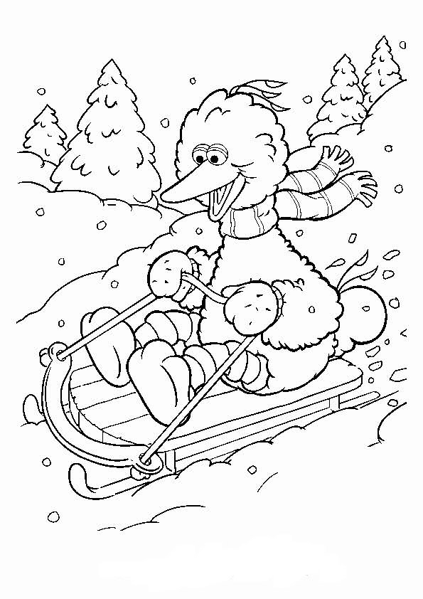 Coloriage de personnages de Sesame Street en pleine activité ludique