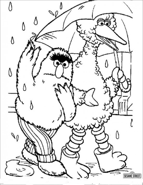 Coloriage de personnages de Sesame Street en pleine activité ludique