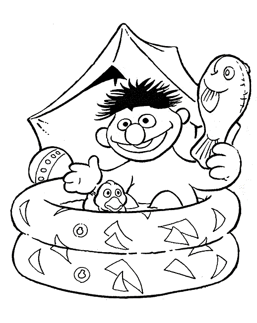 Coloriage de Sesame Street avec Elmo et des amis en pleine activité