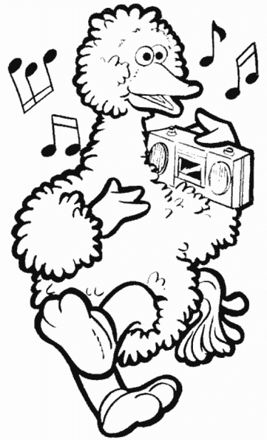 Coloriage de personnages de Sesame Street jouant dans un décor joyeux