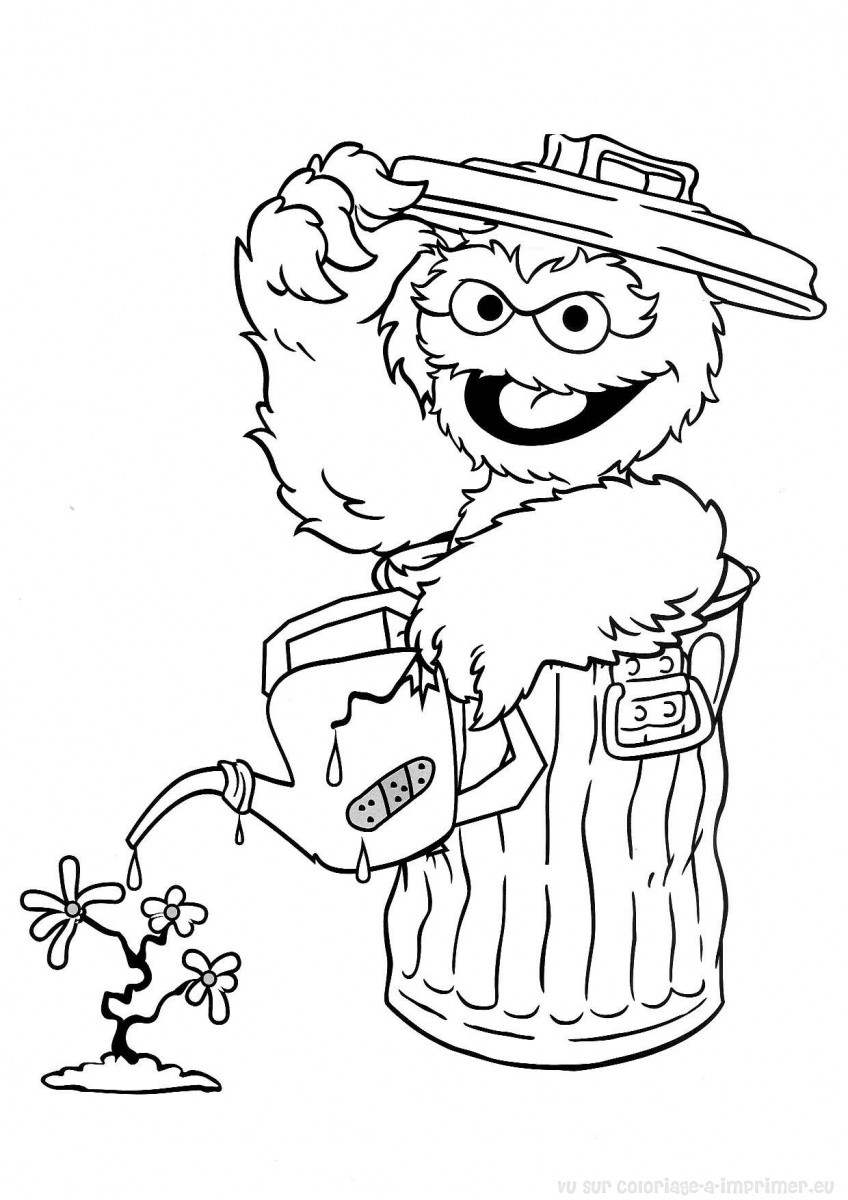 Coloriage de personnages de Sesame Street en pleine activité ludique