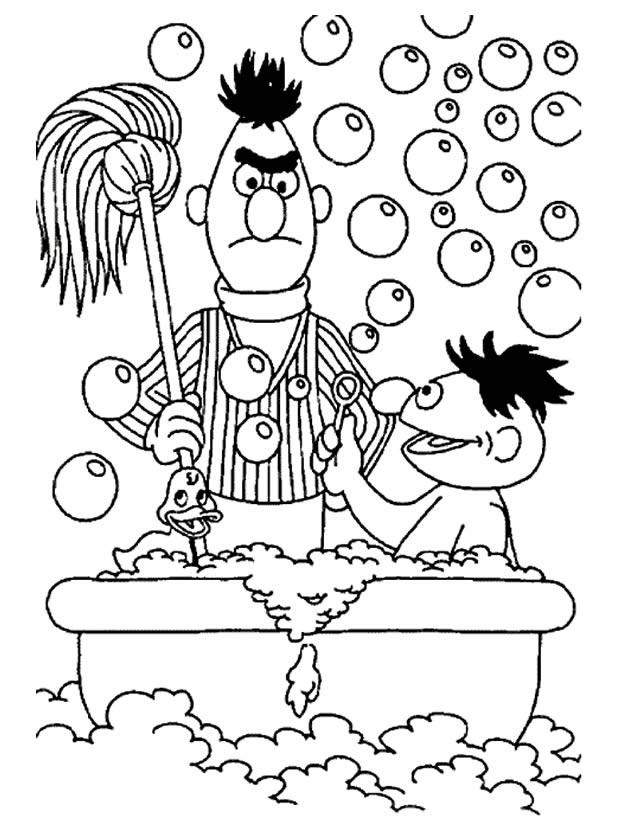 Coloriage de personnages de Sesame Street en pleine interaction