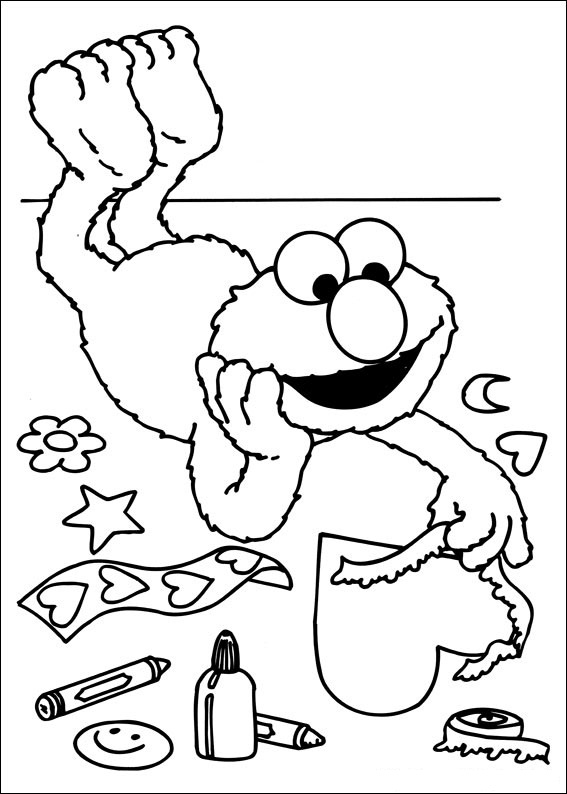 Coloriage de personnages de Sesame Street en pleine activité ludique