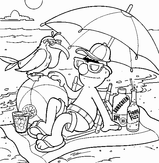 Coloriage de personnages de Sesame Street en pleine activité ludique
