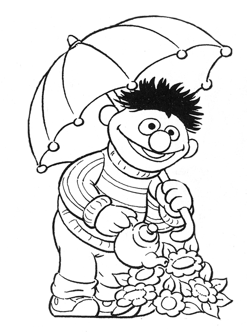 Coloriage de personnages de Sesame Street en pleine activité joyeuse