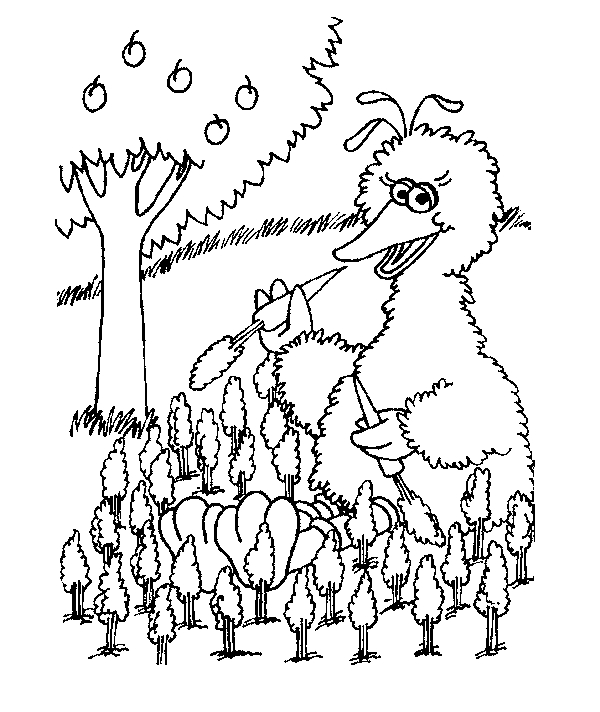 Coloriage de Sesame Street avec Elmo, Cookie Monster et Big Bird