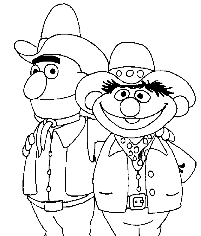 Coloriage de personnages de Sesame Street dans un décor vivant