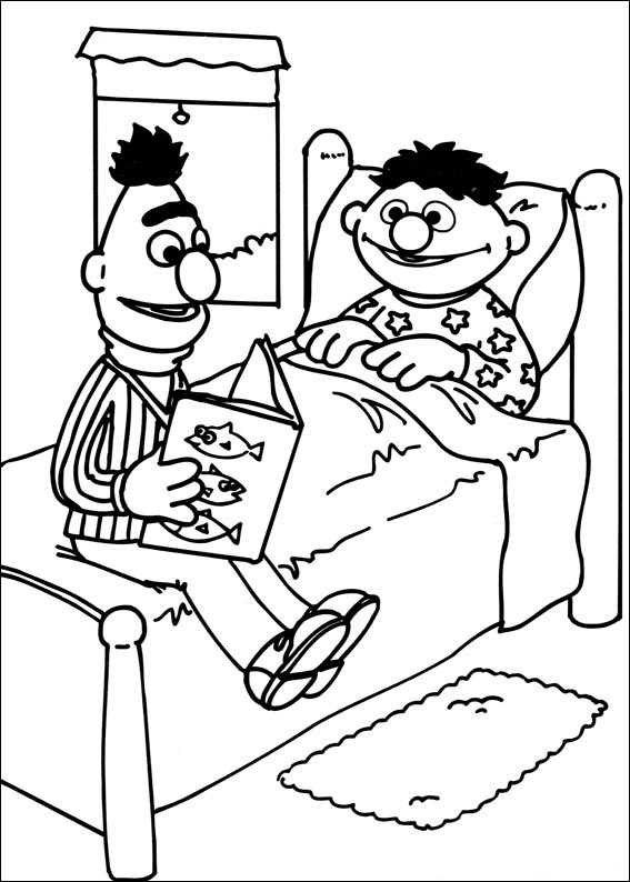 Coloriage de personnages de Sesame Street en pleine activité joyeuse