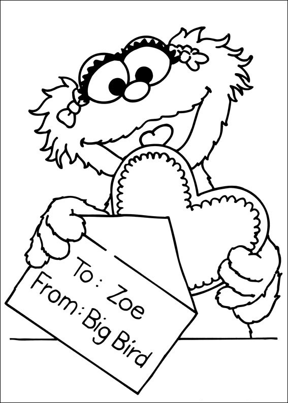 Coloriage de personnages de Sesame Street en pleine activité joyeuse