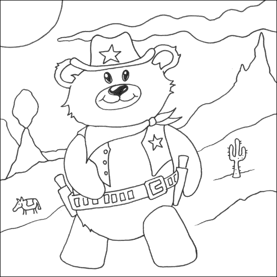 Coloriage d'un shérif en pleine action dans un décor western Coloriage d'un shérif en pleine action dans un décor western