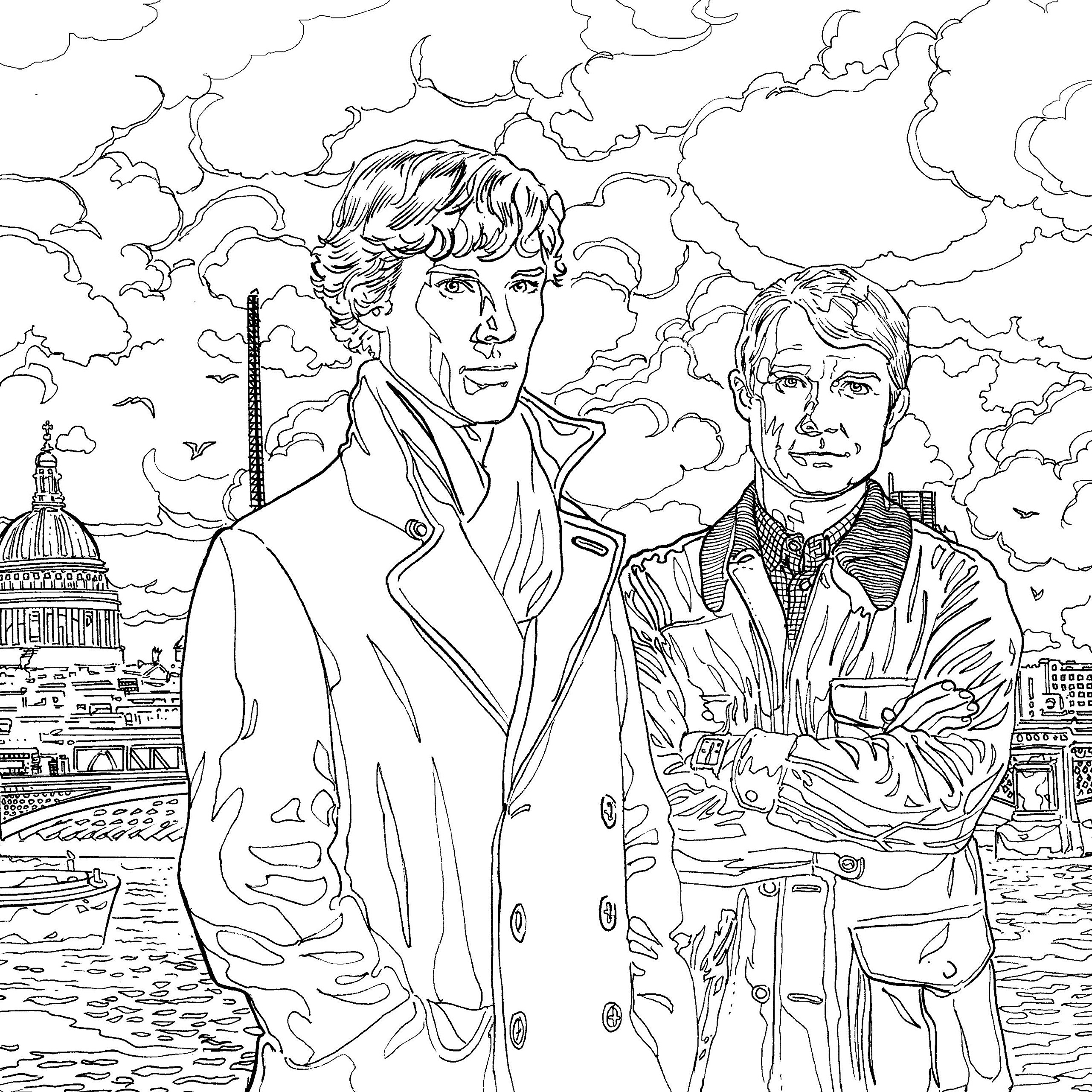 Sherlock Holmes en pleine enquête dans une rue londonienne