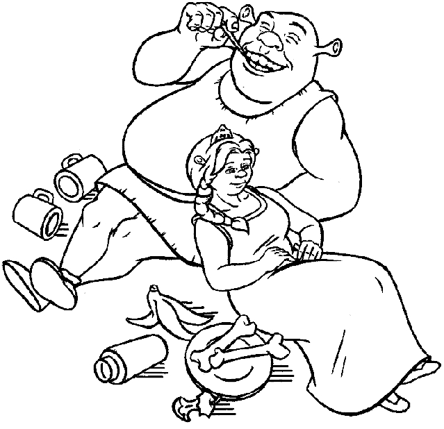 Shrek et l'Âne en pleine conversation dans la forêt