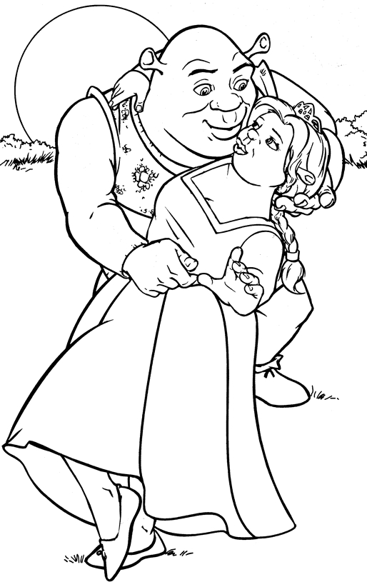 Shrek et l'âne partageant un moment joyeux dans un décor forestier