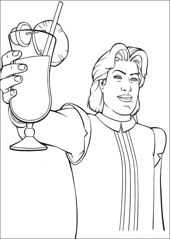 Coloriage de Shrek et Fiona dans un moment de tendresse