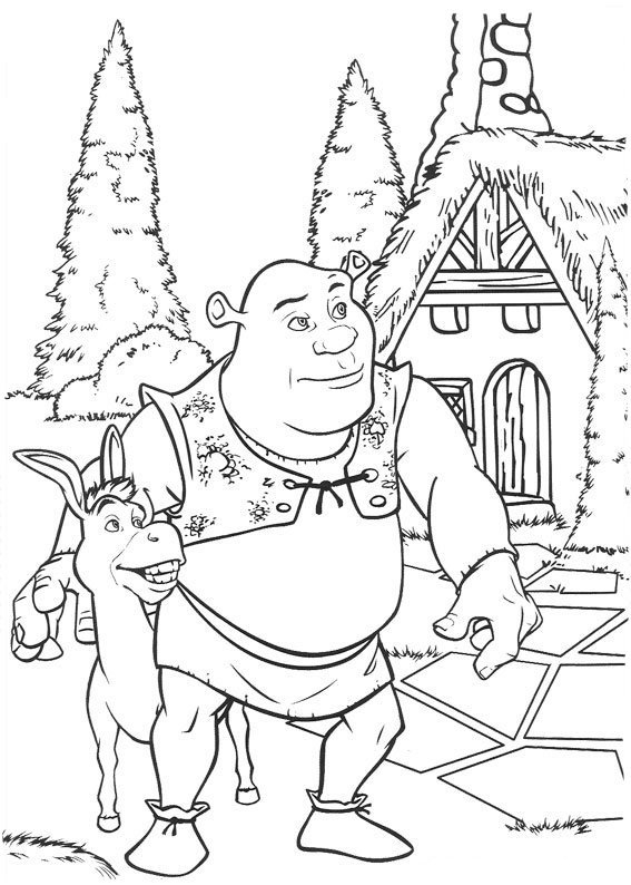 Shrek et Fiona dans une scène de tendresse dans la forêt