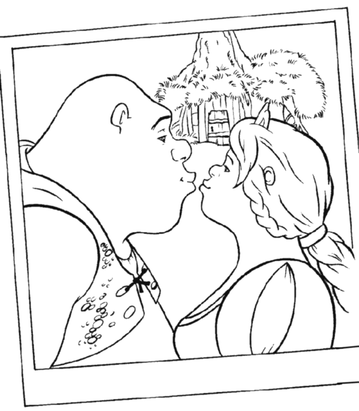 Shrek et Fiona dans un moment complice dans la forêt