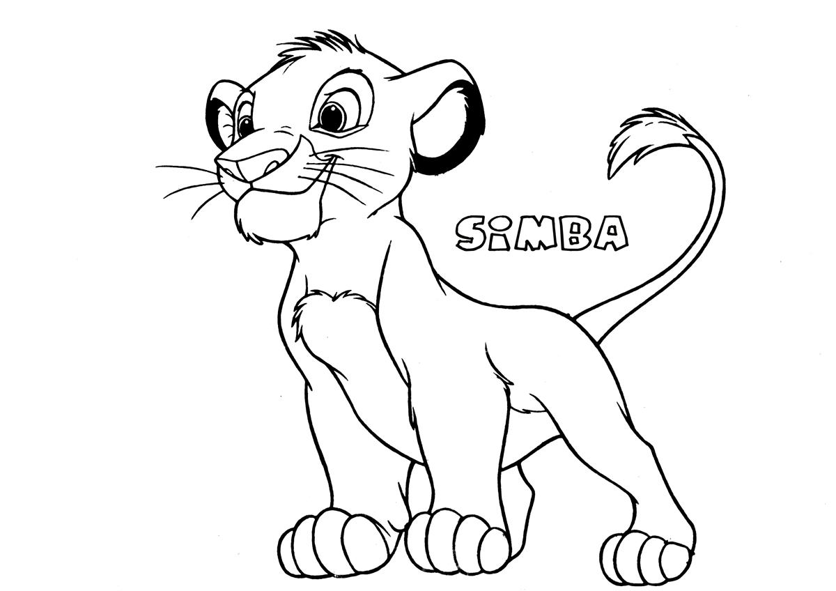 Simba, le lionceau, dans la savane avec son ami Pumbaa