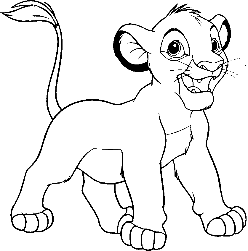 Simba, le lionceau, se repose sous un arbre dans la savane
