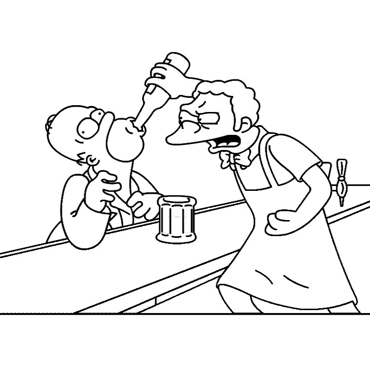 Homer Simpson se relaxe sur son canapé dans le salon