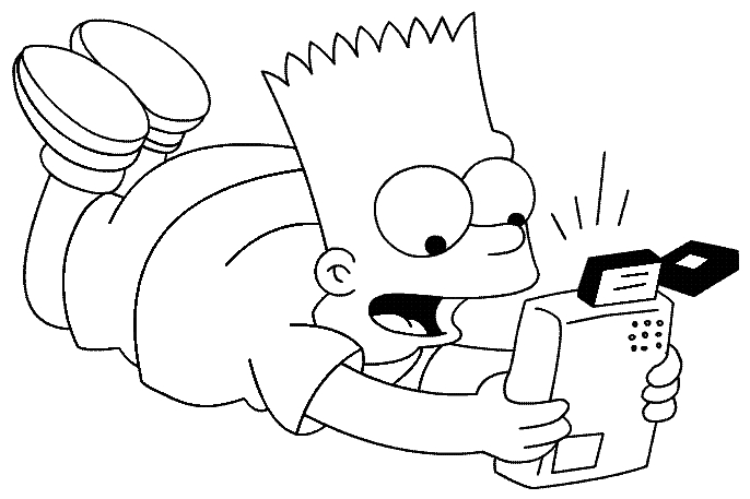 Homer et Bart Simpson en pleine activité de coloriage dans leur salon