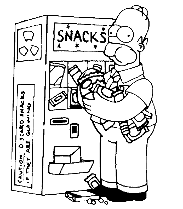 Homer Simpson assis sur le canapé avec un donut dans la main