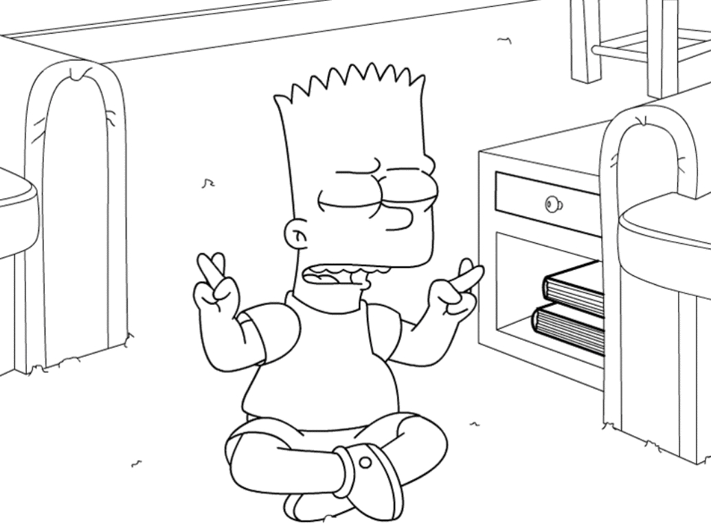 Homer et Bart Simpson sur le canapé dans le salon
