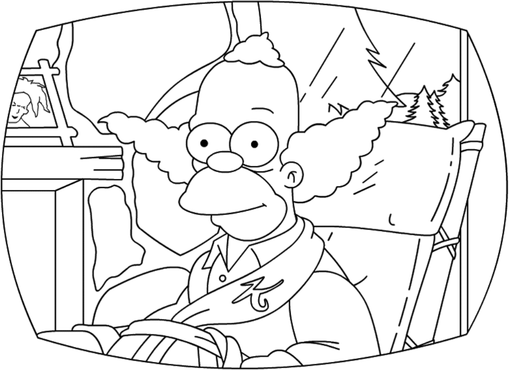 Homer Simpson mangeant un beignet dans le salon de la maison Simpson