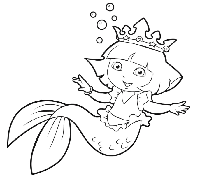 Coloriage d'une sirène jouant dans les vagues