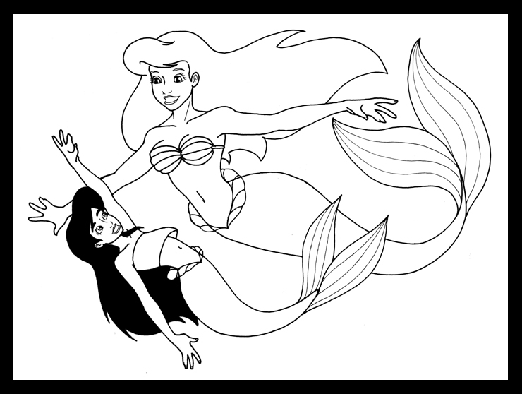 Une sirène jouant avec des poissons dans un monde sous-marin