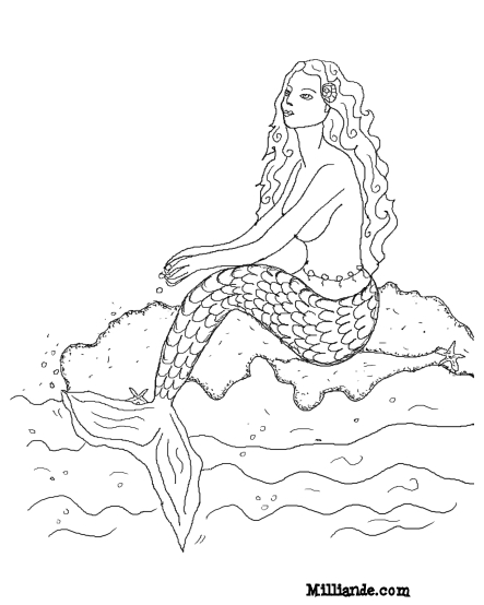 Une sirène émergeant des vagues avec un fond marin