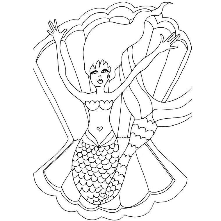 Une sirène jouant avec des poissons dans les vagues