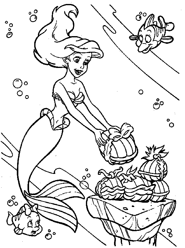 Coloriage d'une sirène sous-marine entourée de créatures marines