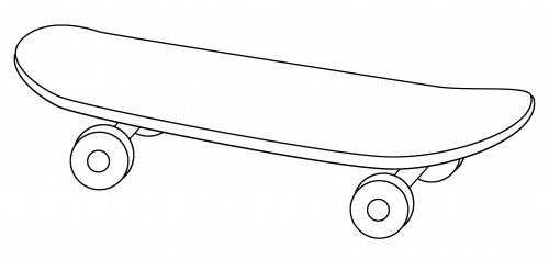 Coloriage d'un skateboard sur une planche à roulettes