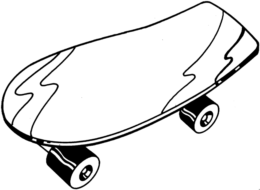 Coloriage d'un skateboard sur un fond simple et épuré
