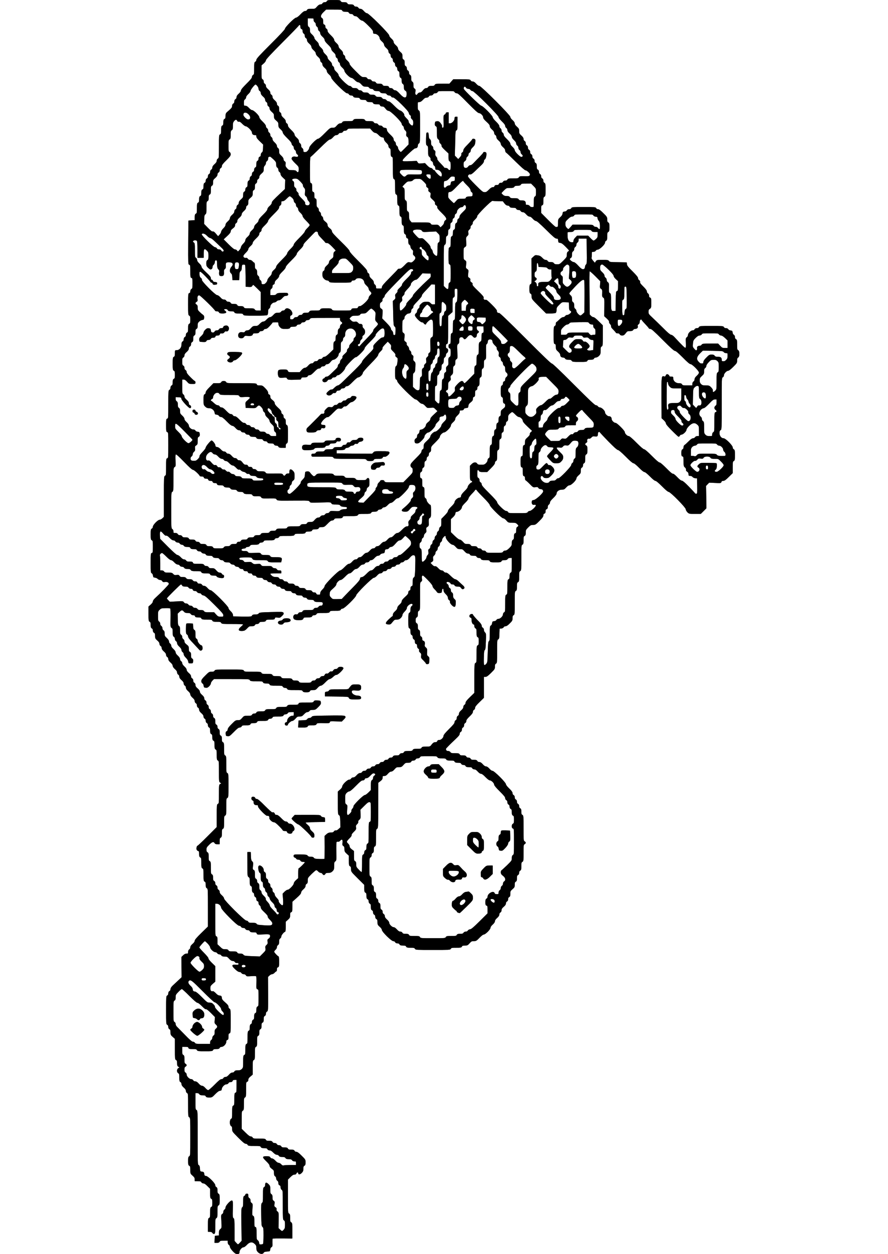 Coloriage d'un skateboard en action sur un sol urbain
