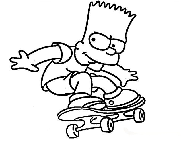 Coloriage d'une planche à roulettes stylisée sur fond simple