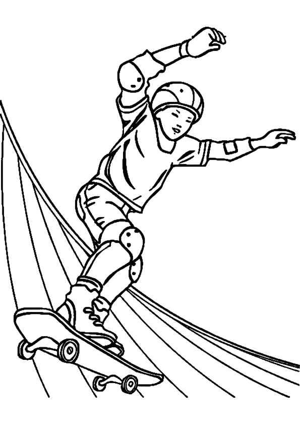 Coloriage d'un skateboard sur une planche à roulettes avec détails graphiques Coloriage d'un skateboard sur une planche à roulettes avec détails graphiques