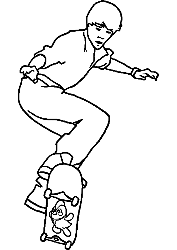 Coloriage d'un skateboard sur une planche à roulettes